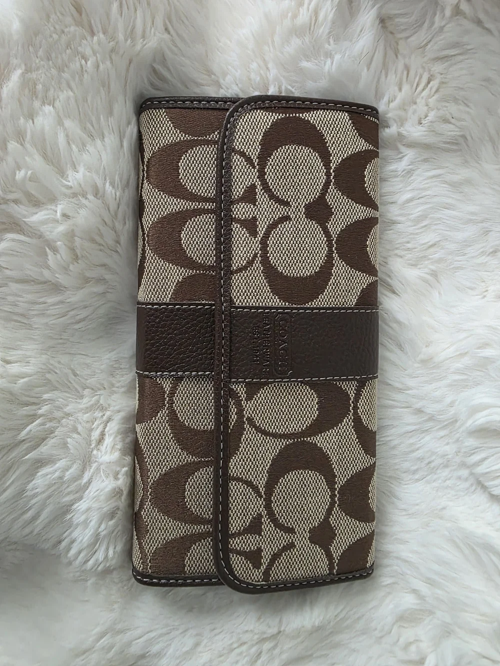 Coach Brown Signature Canvas Continental Wallet